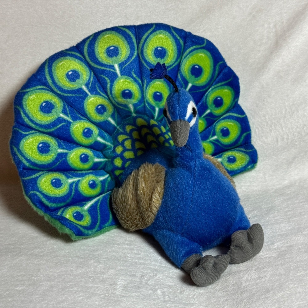 Wild Republic Peacock 9" Vibrant Blue and Green Soft Toy Plush